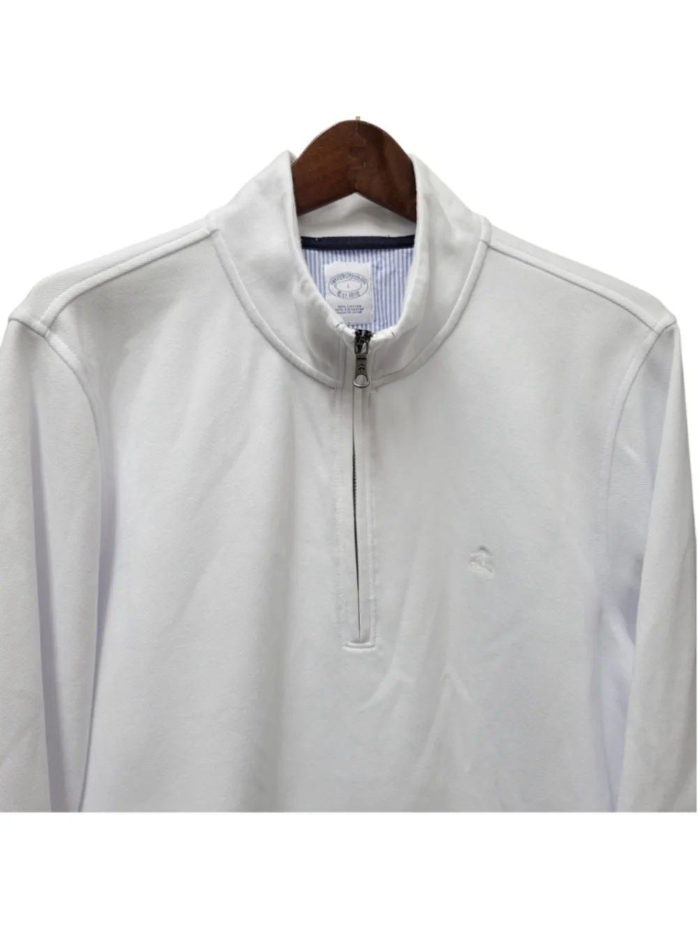 Brooks Brothers Men's Performance Series Quarter-Zip Long-Sleeves White Shirt